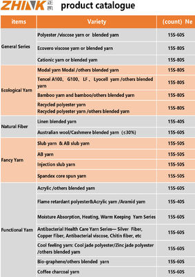 Fils mélangés de polyester 69% de fibres moyennes recyclées 23% de viscose 8% de sponges de noyau cationic 30 40D